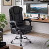 Massage office chair in black with footrest, reclining backrest, and swivel seat for ultimate comfort and support.
