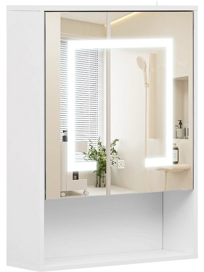 Costway Lighted Medicine Cabinet Mirror 3-Color LED Recessed/Wall Mounted 65953661 New