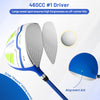 Men's golf driver with a large sweet spot, alignment aid, and graphite shaft for improved accuracy and stability.