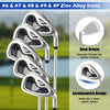Men's golf club set featuring #6, #7, #8, #9, and #P zinc alloy irons with deep grooves for better control.