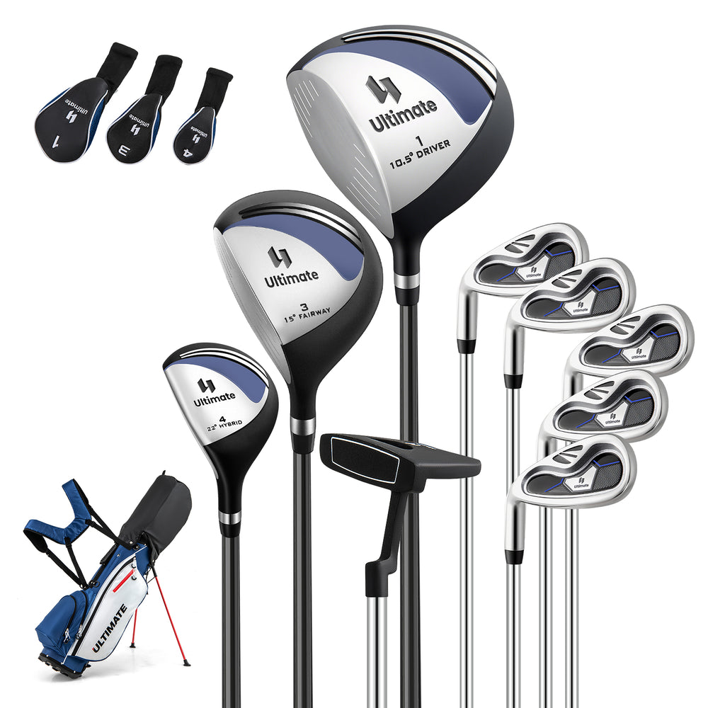 Mens LeftHanded Complete Golf Clubs and Bag Set Portable Lightweight Golf Stand Bag-Blue - Gallery View 1 of 10