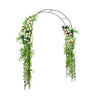 Metal garden arch backdrop stand with climbing plant trellis, 7.9 feet tall, ideal for weddings and outdoor decorations.