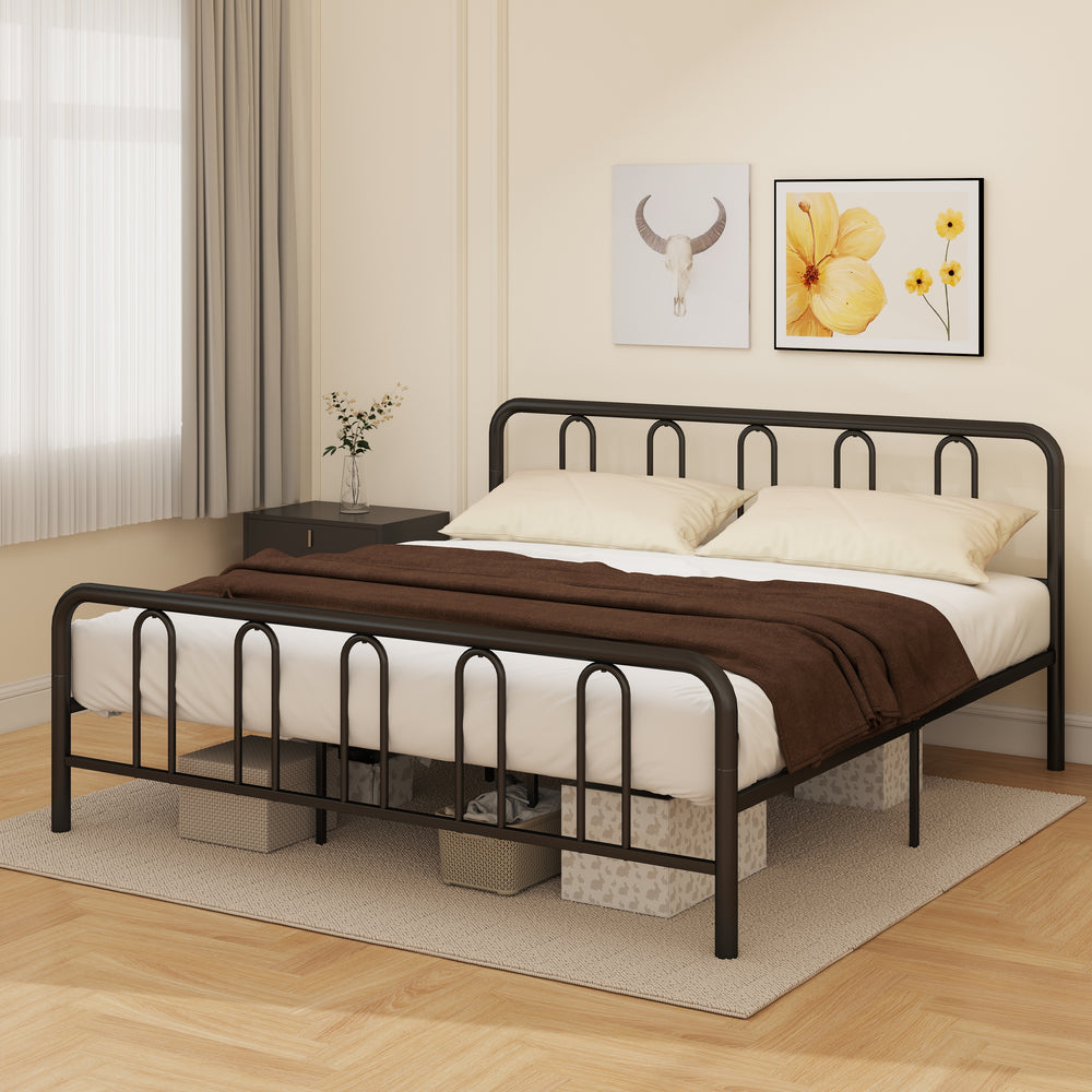 Full/Queen Size Metal Bed Frame with Headboard and Footboard-King Size - Gallery View 1 of 10