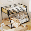 Metal Bunk Bed Twin Over Full with Full Length Safety Guardrail and Ramp Ladder-Black - Gallery View 1 of 9