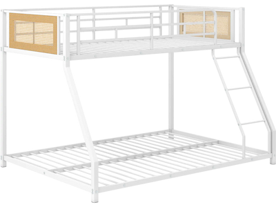 Costway Twin Over Full Metal Bunk Bed Safety Guardrail Ramp Ladder 26331797 New