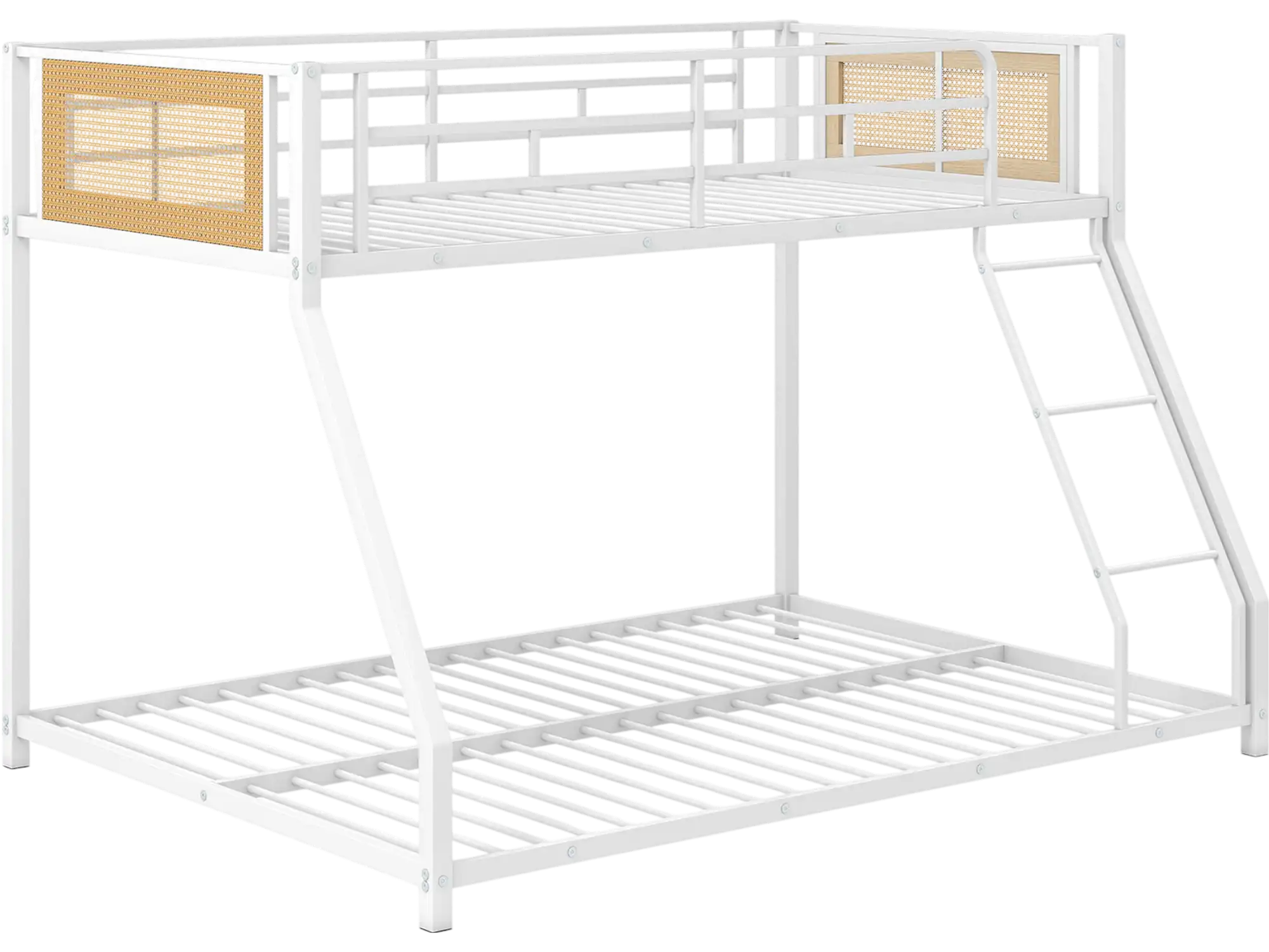 Costway Twin Over Full Metal Bunk Bed w/ Safety Guardrail Ramp Ladder 26331797 New