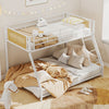 Metal Bunk Bed Twin Over Full with Full Length Safety Guardrail and Ramp Ladder-White - Gallery View 1 of 9