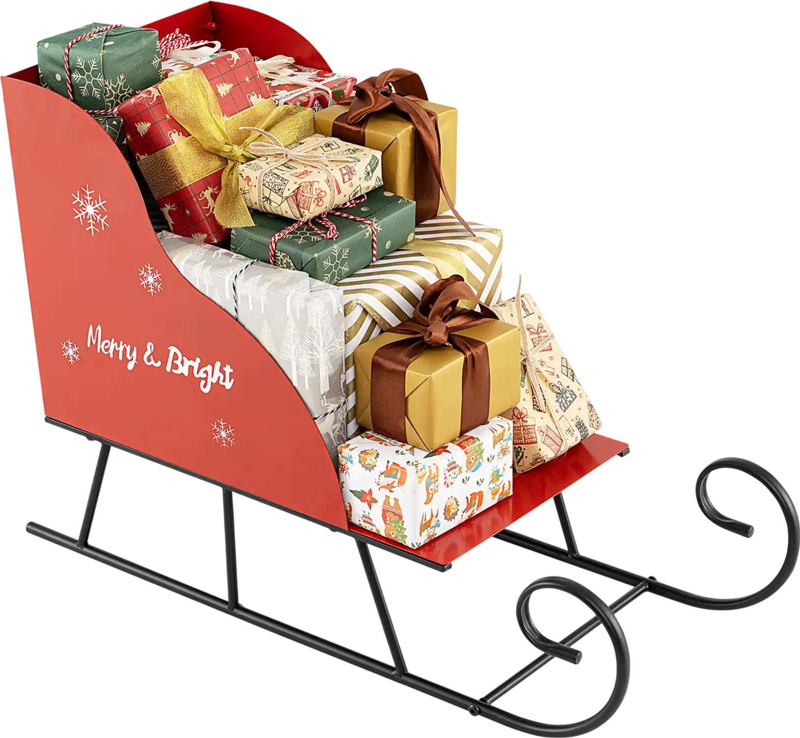 Costway Metal Christmas Santa Sleigh Basket Gift Storage Decor 76127239 New