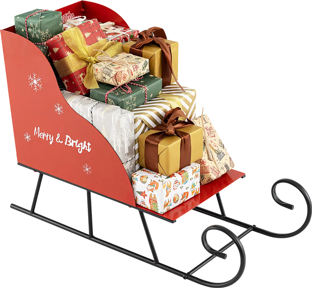 Metal Christmas Santa Sleigh Basket Xmas Santas Gift Storage Sleigh