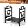 Metal firewood rack with dual handles, 18.5 inches, features moose design, for tidy indoor or outdoor firewood storage.