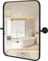 30 x 22 Inch Black Metal Framed Pivot Rectangle Wall-Mounted Mirror
