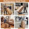 Heavy-duty metal hand truck with P-handle and 10-inch rubber wheels, ideal for moving boxes in home, office, or.