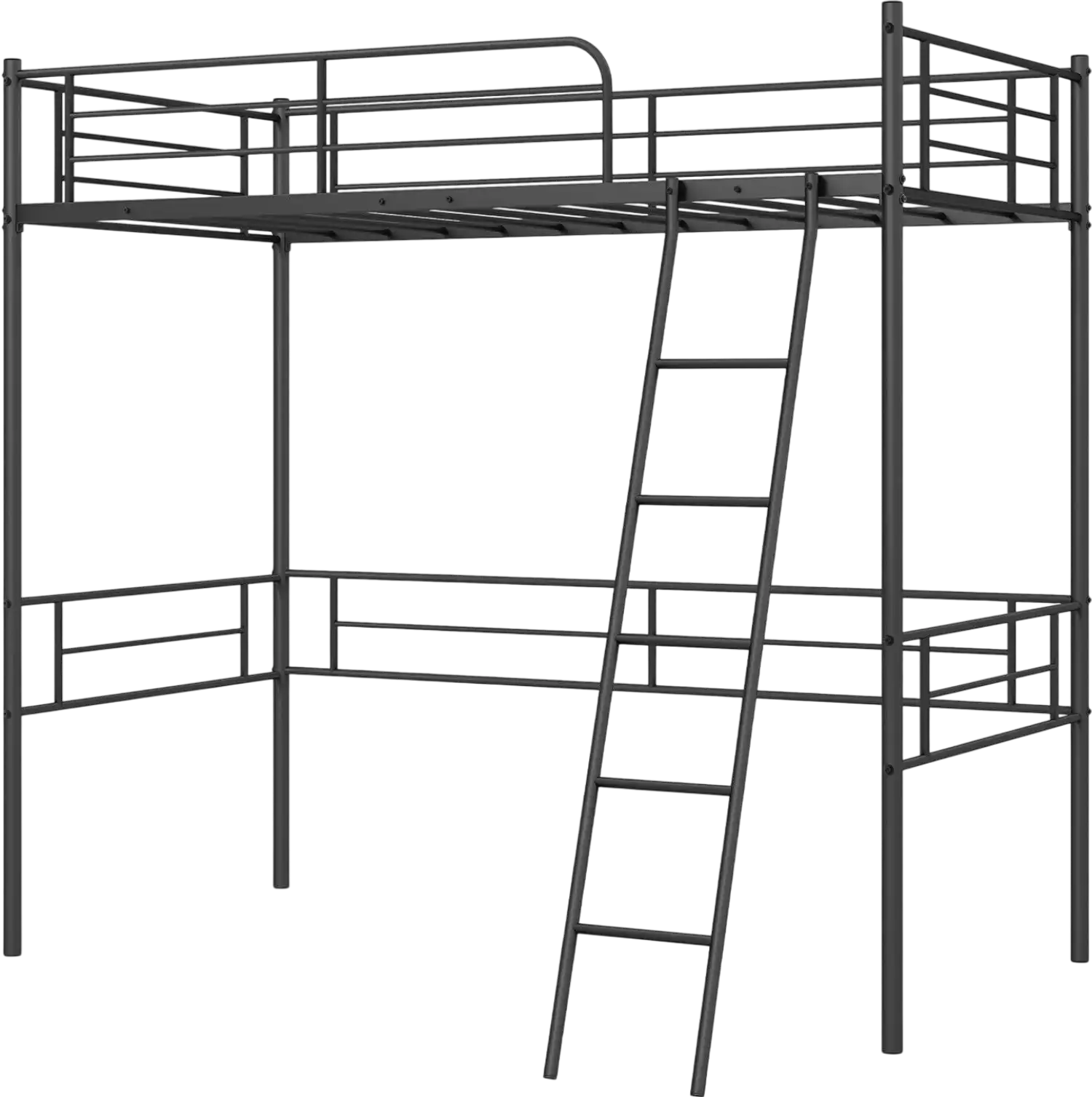 Costway Twin Metal Loft Bed Frame w/ Ladder & Safety Guardrail 46872530 New