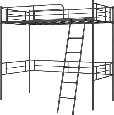 Costway Twin Metal Loft Bed Frame w/ Ladder & Safety Guardrail 46872530 New