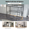 Metal loft twin bed frame in black showcasing 61" high under-bed space for study and recreation areas.