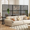 Metal privacy screen in black with mesh surface, ideal for indoor use and enhancing privacy in living spaces.