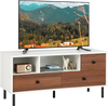 Mid-Century TV Stand for 50-inch TVs with 2 Cubbies and 3 Drawers