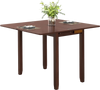 Mid Century folding dining table in cherry color, extendable for 4 people, featuring hidden storage and rounded corners.