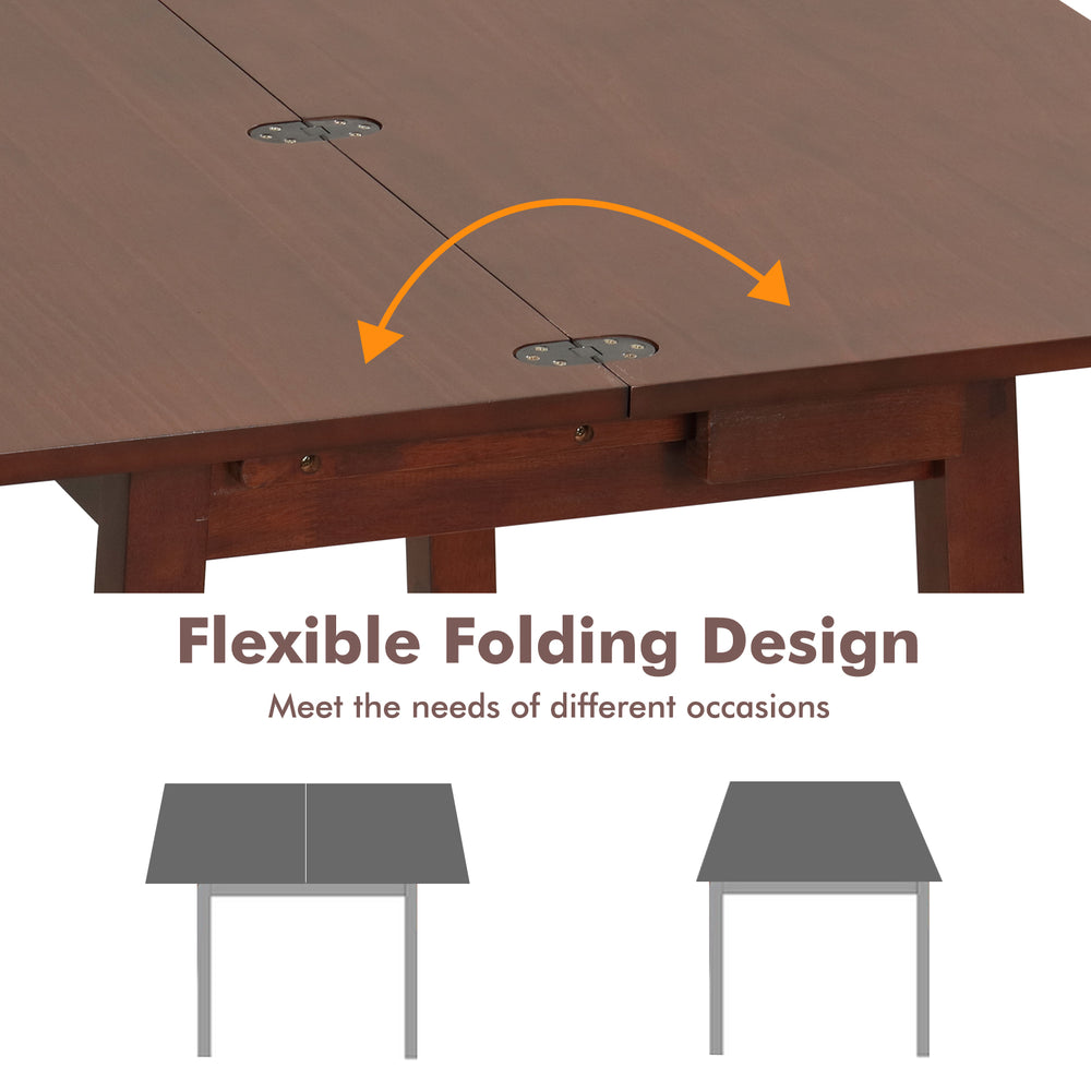 Mid Century folding dining table with flexible design, cherry finish, and hidden storage for versatile use.