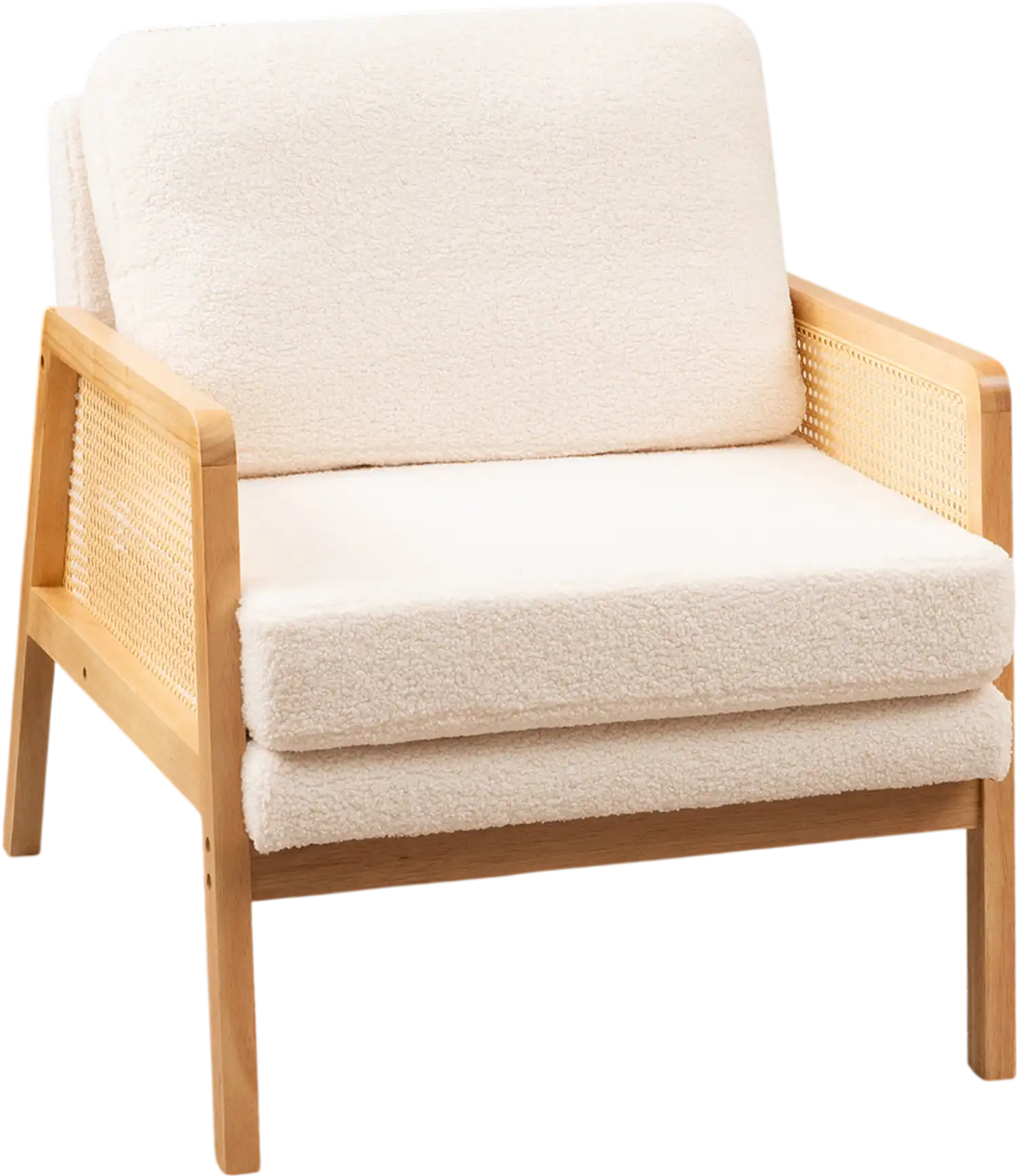 Costway Mid Century Modern Accent Chair Rattan Arms Cushion Natural 62314759 New