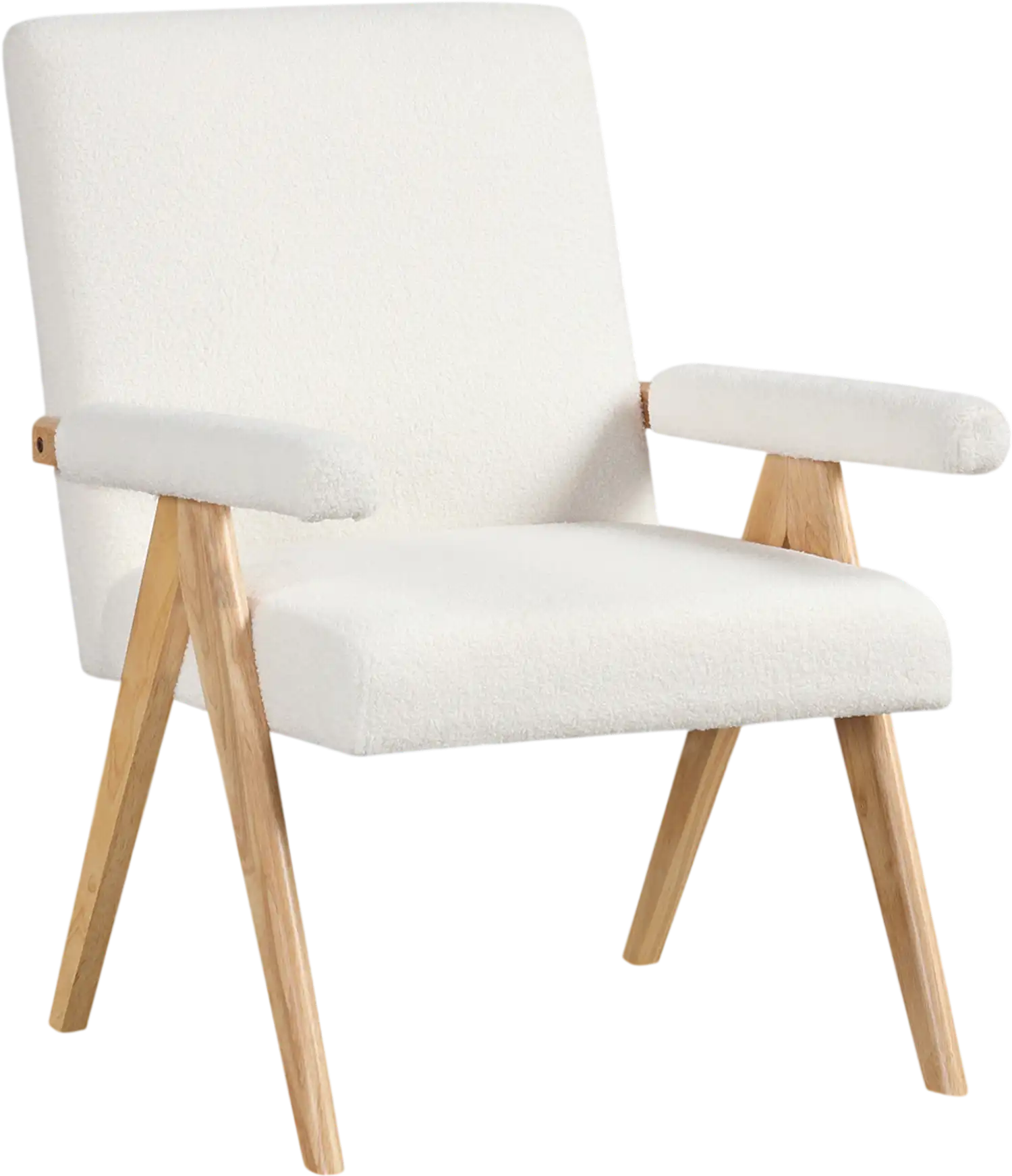 Costway Mid Century Modern Accent Chair Rubber Wood Frame Padded Armrests White 23861457 New