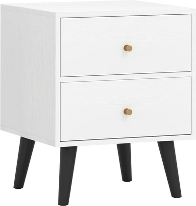 Costway Mid Century Modern 2-Drawer Nightstand Bedside Table Golden Knobs 37291700 New