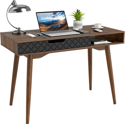 Costway Mid-Century Modern Computer Desk with Drawer Open Compartment 74516385 New