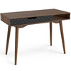 Mid-century modern computer desk in brown with a drawer and open compartment, ideal for working and studying.