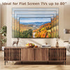 Mid-century modern entertainment center in walnut, featuring 4 storage cabinets and space for flat screen TVs up to 80".