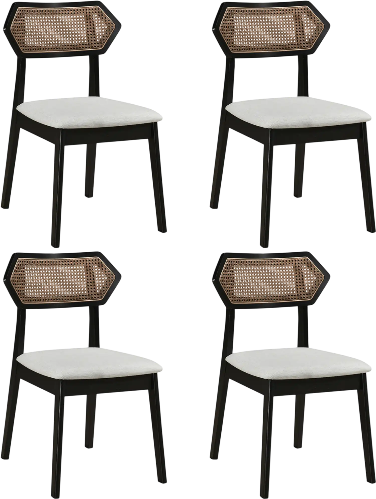 Costway Mid Century Rattan Dining Chairs Set of 4 91839279 New
