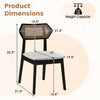 Product dimensions of Mid Century Rattan Dining Chair with a solid wood frame, ergonomic design, and 330 lbs weight capacity.