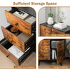 Mid-century wood storage cabinet featuring 3 slide-out drawers and a large cabinet for versatile organization.