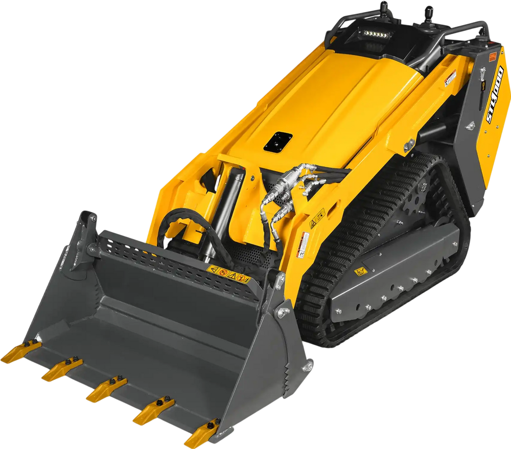 Mini Skid Steer Stand On Compact Track Loader ( 4 in 1 bucket included ) with 25HP KUBOTA D1105 Diesel Engine,  Common Industry Interface (CII),  CROBA  STL1000