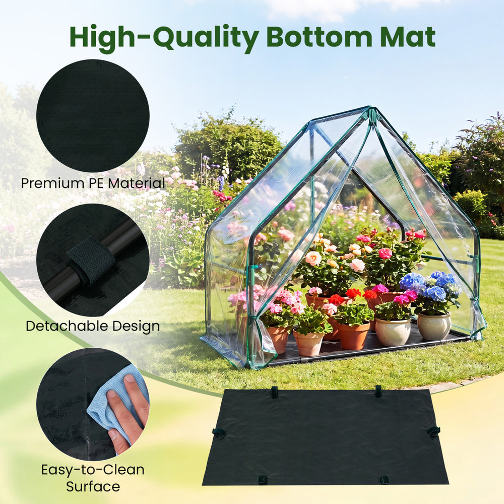 Bottom mat made of premium PE material for the Mini Green House, featuring a detachable design for easy storage.