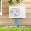 Mini split wall mounting bracket with off-ground design for optimal airflow and reduced debris buildup underneath.