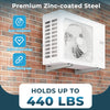 Mini split wall mounting bracket made of zinc-coated steel, holds up to 440 lbs, designed for 6000-12000 BTU AC units.