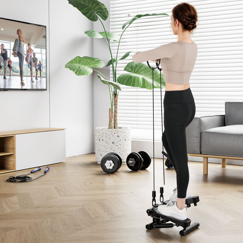 Mini Stepper with Resistance Bands and Adjustable Height for Exercise at Home-Black - Gallery View 1 of 10
