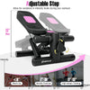 Mini stepper with adjustable height and resistance bands for home exercise, featuring anti-slip pedals and sturdy.