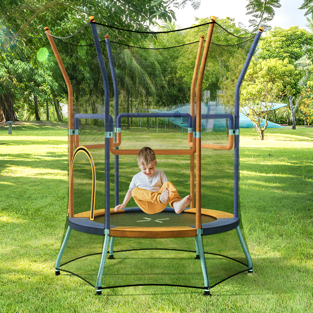 Mini Trampoline for Kids with Safety Enclosure Net and Foam Handles-Orange - Gallery View 1 of 13