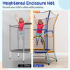 Heightened enclosure net on the Mini Trampoline for Kids ensures safety while jumping, featuring padded handrails and.