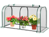 Mini tunnel greenhouse with roll-up zipper door, PE cover, and rustproof frame, ideal for protecting potted plants.