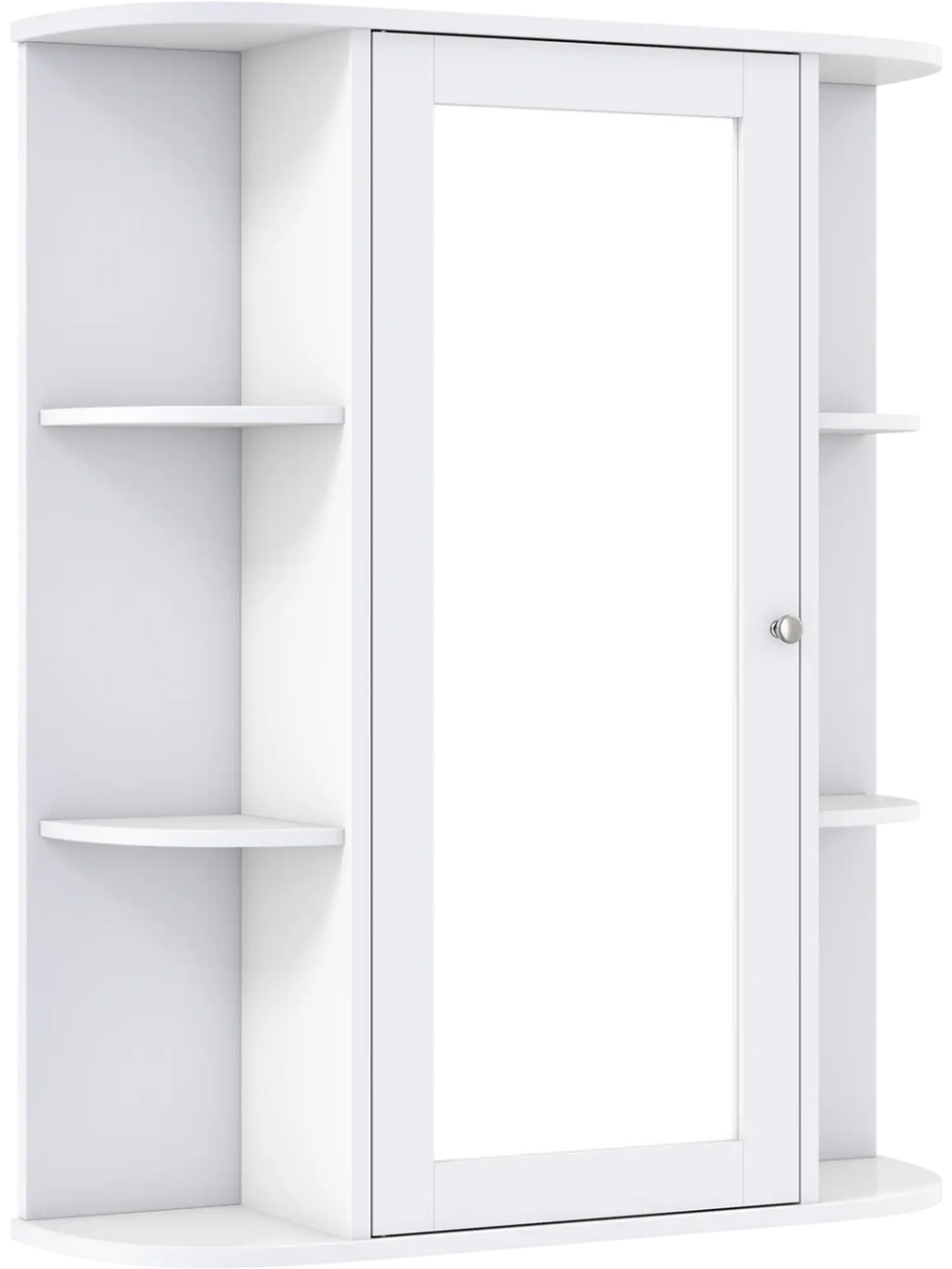 Mirrored bathroom medicine cabinet in white offers a modern design with detachable inner shelf for customizable storage options.