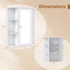 Mirrored bathroom medicine cabinet features a single mirror door, adjustable shelves, and ample storage space in white.