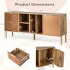 Mirrored buffet cabinet dimensions with 2 drawers and 1 door, featuring a natural wood finish for elegant living room.