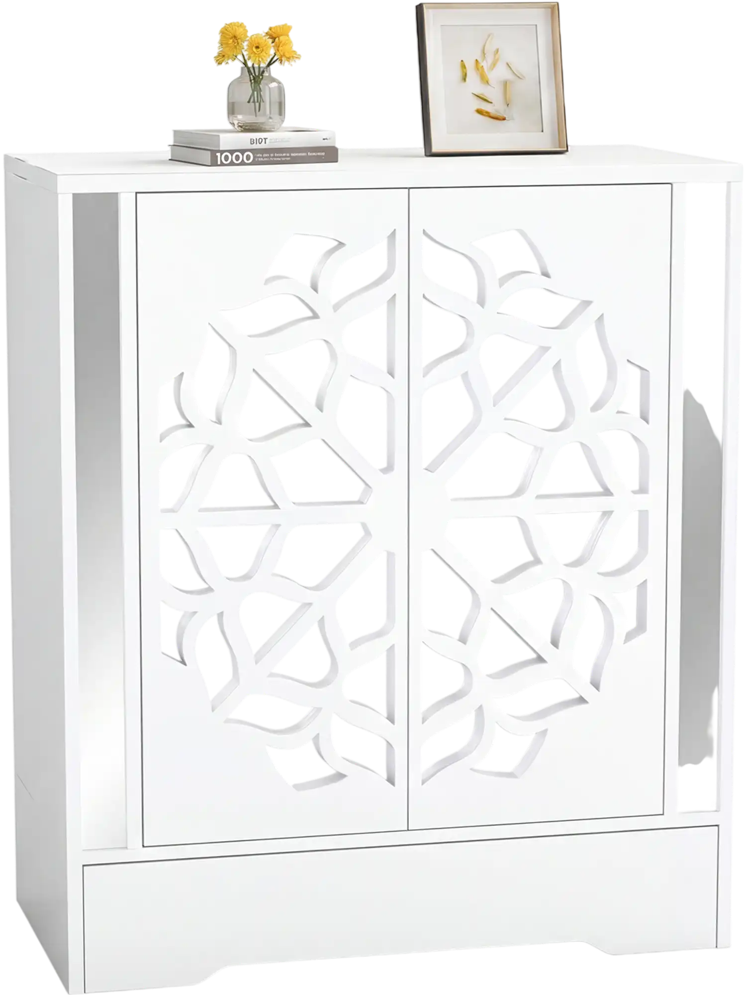 Costway Mirrored 4-Tier Shoe Cabinet Organizer w/ Large Drawer 33504104 New