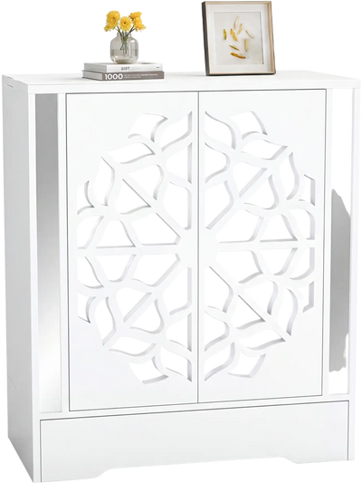 Costway Mirrored 4-Tier Shoe Cabinet Organizer w/ Large Drawer 33504104 New