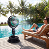 Misting Pedestal Fan Air Circulator with 90° Auto Oscillation Floor Standing Fan with 8 Speeds-Black - Gallery View 1 of 11