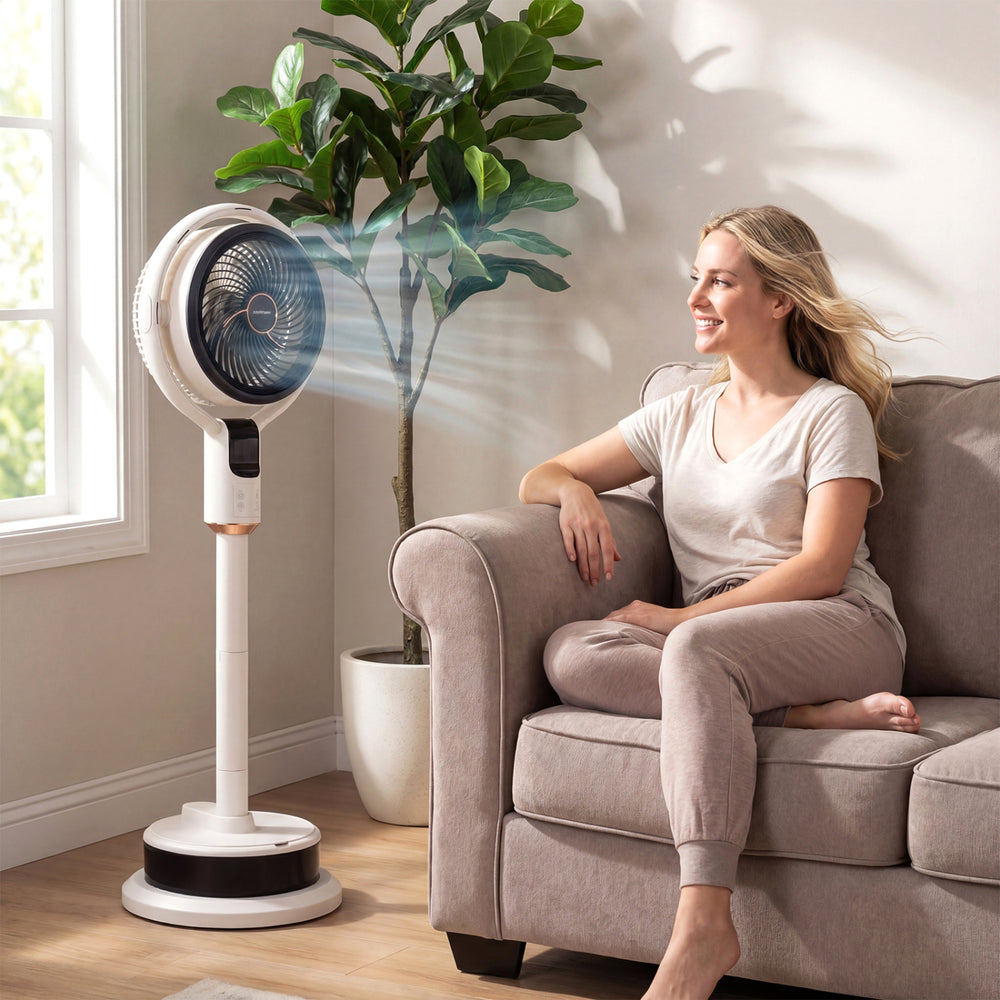 Misting Pedestal Fan Air Circulator with 90° Auto Oscillation Floor Standing Fan with 8 Speeds - Gallery View 3 of 11