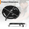 Mobile automotive tool creeper dimensions showing 19.5" width and 4" height, featuring 3 swivel casters for easy.