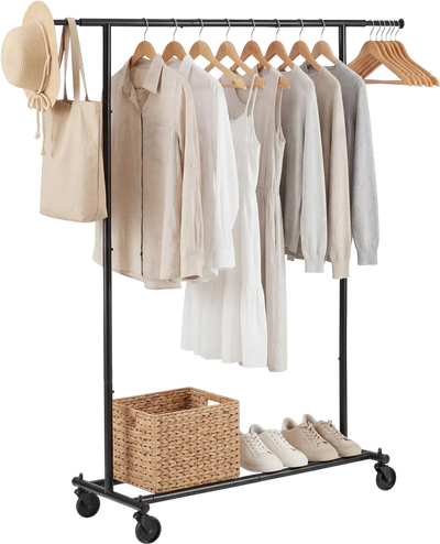 Costway Mobile Garment Rack Heavy-Duty Metal Clothes Stand on Wheels Extendable Rods 43833611 New